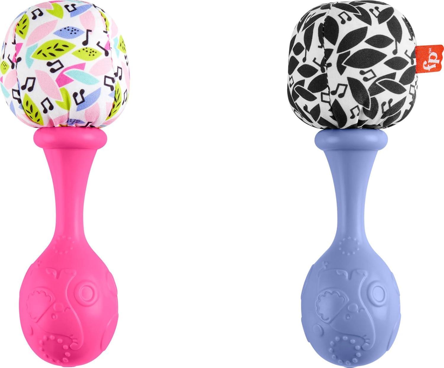 imageFisherPrice Newborn Toys Rattle n Rock Maracas 2 Soft Musical Instruments for Developmental Play Babies Ages 3 Months Pink ampamp Purple