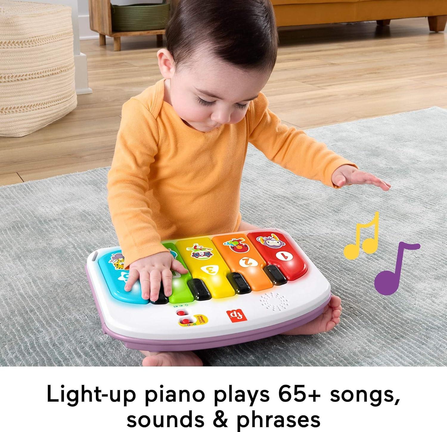 imageFisherPrice Portable Baby Chair Kick ampamp Play Deluxe SitMeUp Seat with Piano Learning Toy ampamp Tray for Infants to Toddlers Purple Monkey