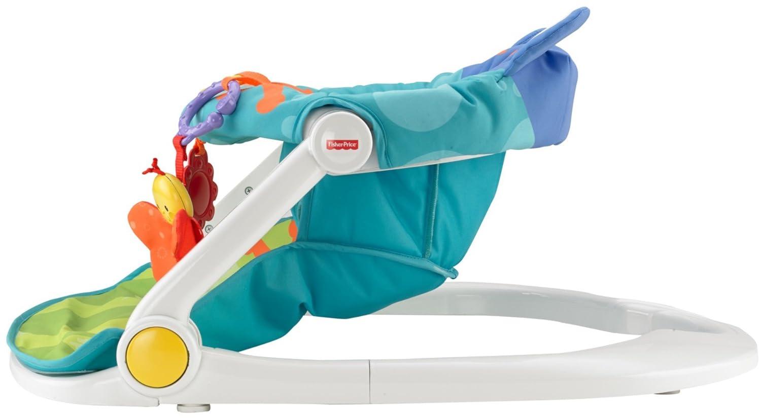 imageFisherPrice Portable Baby Chair SitMeUp Floor Seat with Developmental Toys ampamp Machine Washable Seat Pad Froggy1 Count Pack of 1
