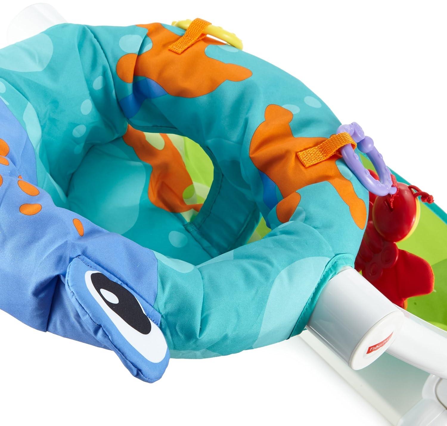imageFisherPrice Portable Baby Chair SitMeUp Floor Seat with Developmental Toys ampamp Machine Washable Seat Pad Froggy1 Count Pack of 1