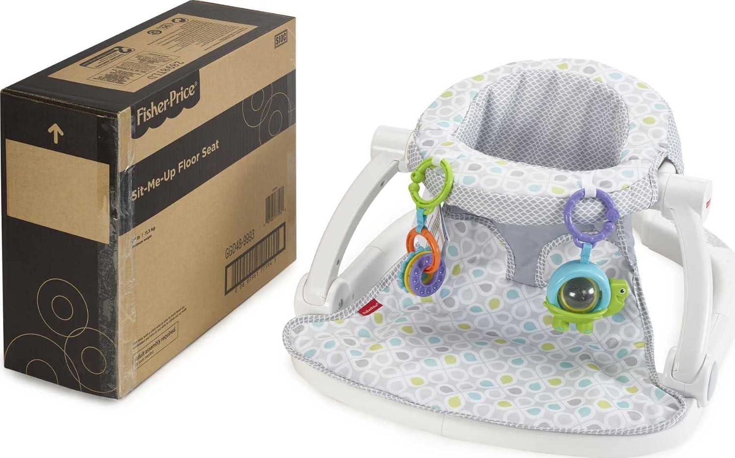 imageFisherPrice Portable Baby Chair SitMeUp Floor Seat with Developmental Toys ampamp Machine Washable Seat Pad Froggy1 Count Pack of 1