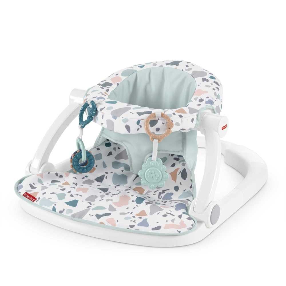 imageFisherPrice Portable Baby Chair SitMeUp Floor Seat with Developmental Toys ampamp Machine Washable Seat Pad Froggy1 Count Pack of 1