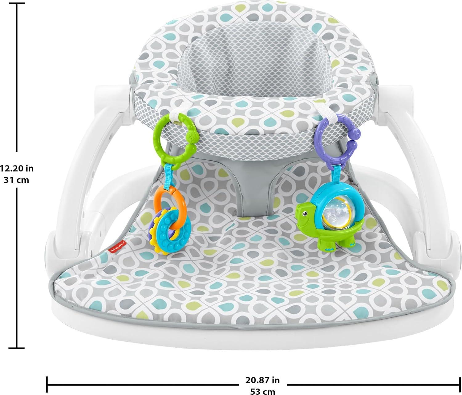 imageFisherPrice Portable Baby Chair SitMeUp Floor Seat with Developmental Toys ampamp Machine Washable Seat Pad Froggy1 Count Pack of 1