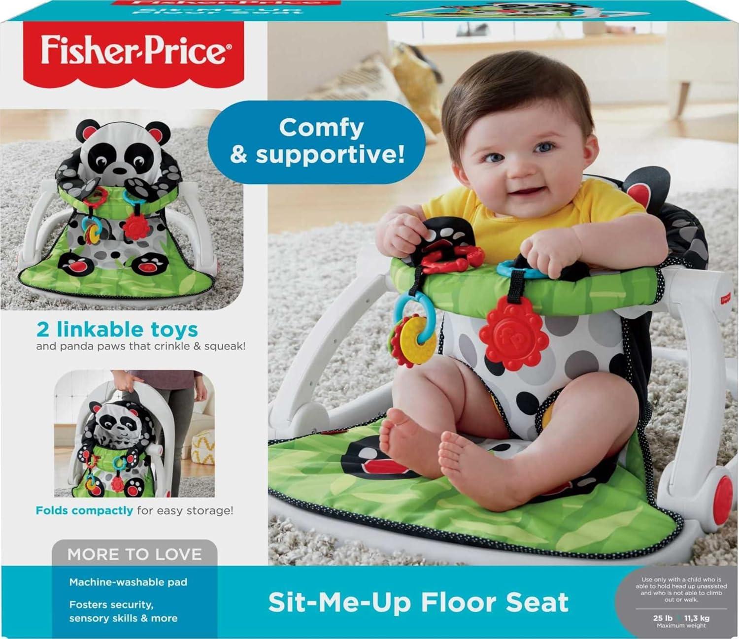 imageFisherPrice Portable Baby Chair SitMeUp Floor Seat with Developmental Toys ampamp Machine Washable Seat Pad Froggy1 Count Pack of 1