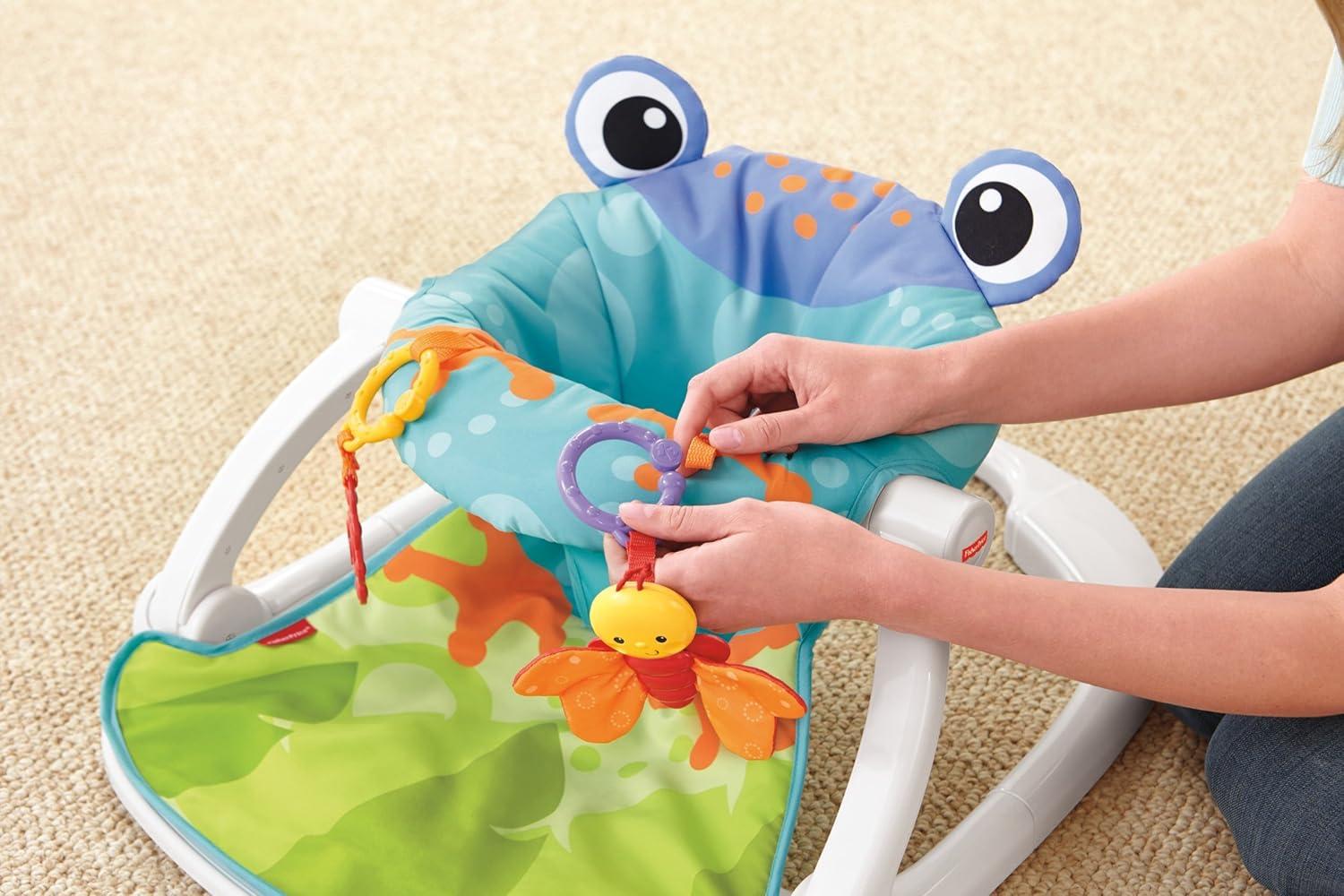 imageFisherPrice Portable Baby Chair SitMeUp Floor Seat with Developmental Toys ampamp Machine Washable Seat Pad Froggy1 Count Pack of 1