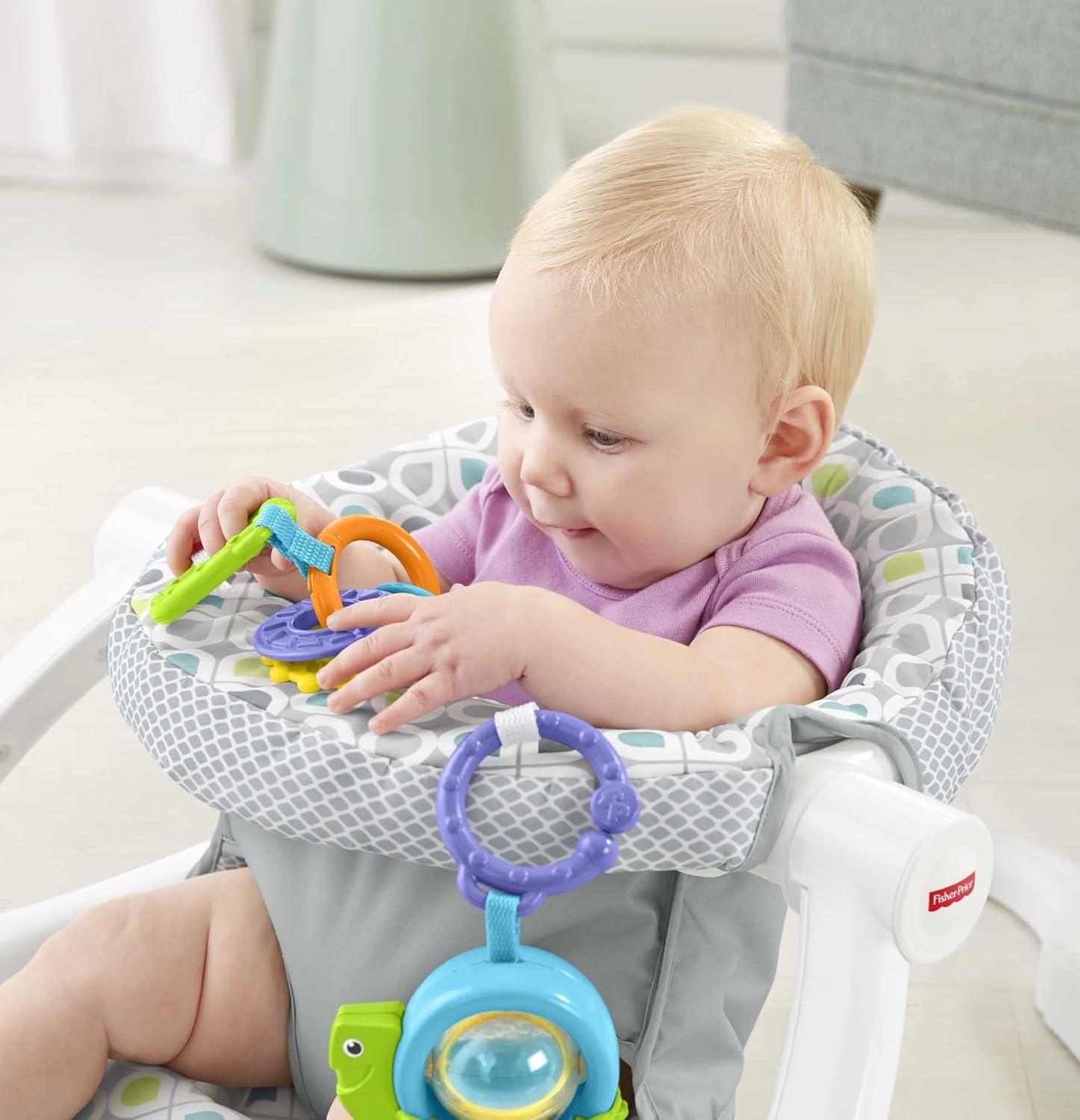 imageFisherPrice Portable Baby Chair SitMeUp Floor Seat with Developmental Toys ampamp Machine Washable Seat Pad Froggy1 Count Pack of 1