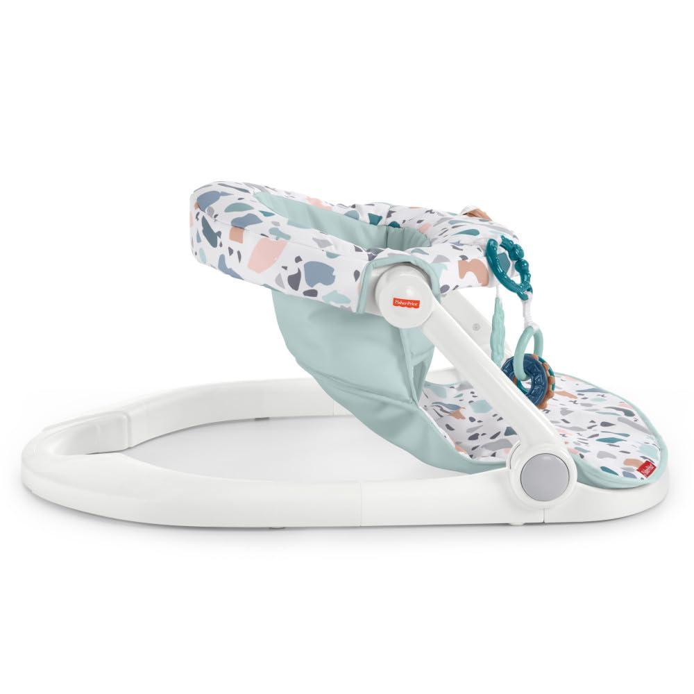 imageFisherPrice Portable Baby Chair SitMeUp Floor Seat with Developmental Toys ampamp Machine Washable Seat Pad Froggy1 Count Pack of 1