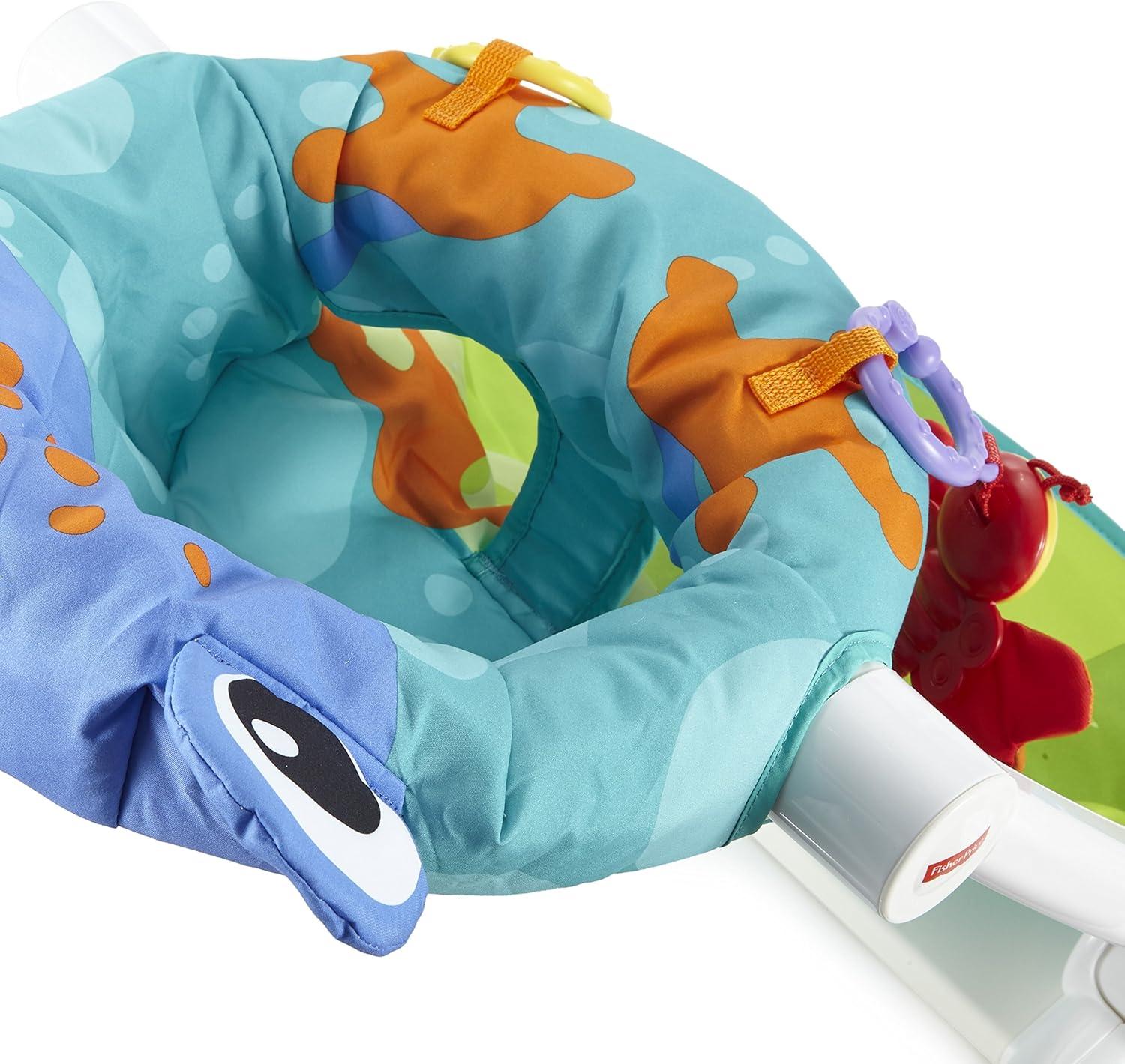 imageFisherPrice Portable Baby Chair SitMeUp Floor Seat with Developmental Toys ampamp Machine Washable Seat Pad Froggy1 Count Pack of 1