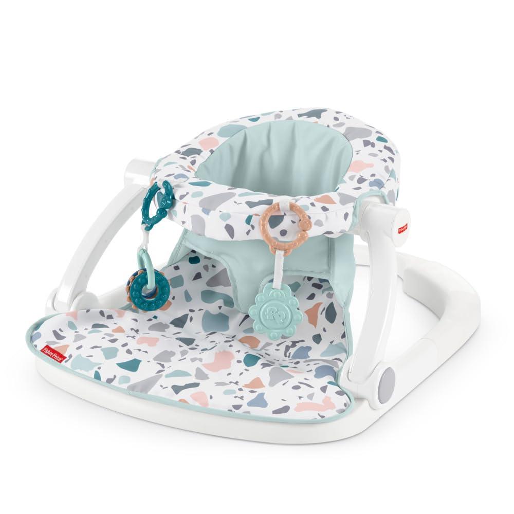 imageFisherPrice Portable Baby Chair SitMeUp Floor Seat with Developmental Toys ampamp Machine Washable Seat Pad Froggy1 Count Pack of 1