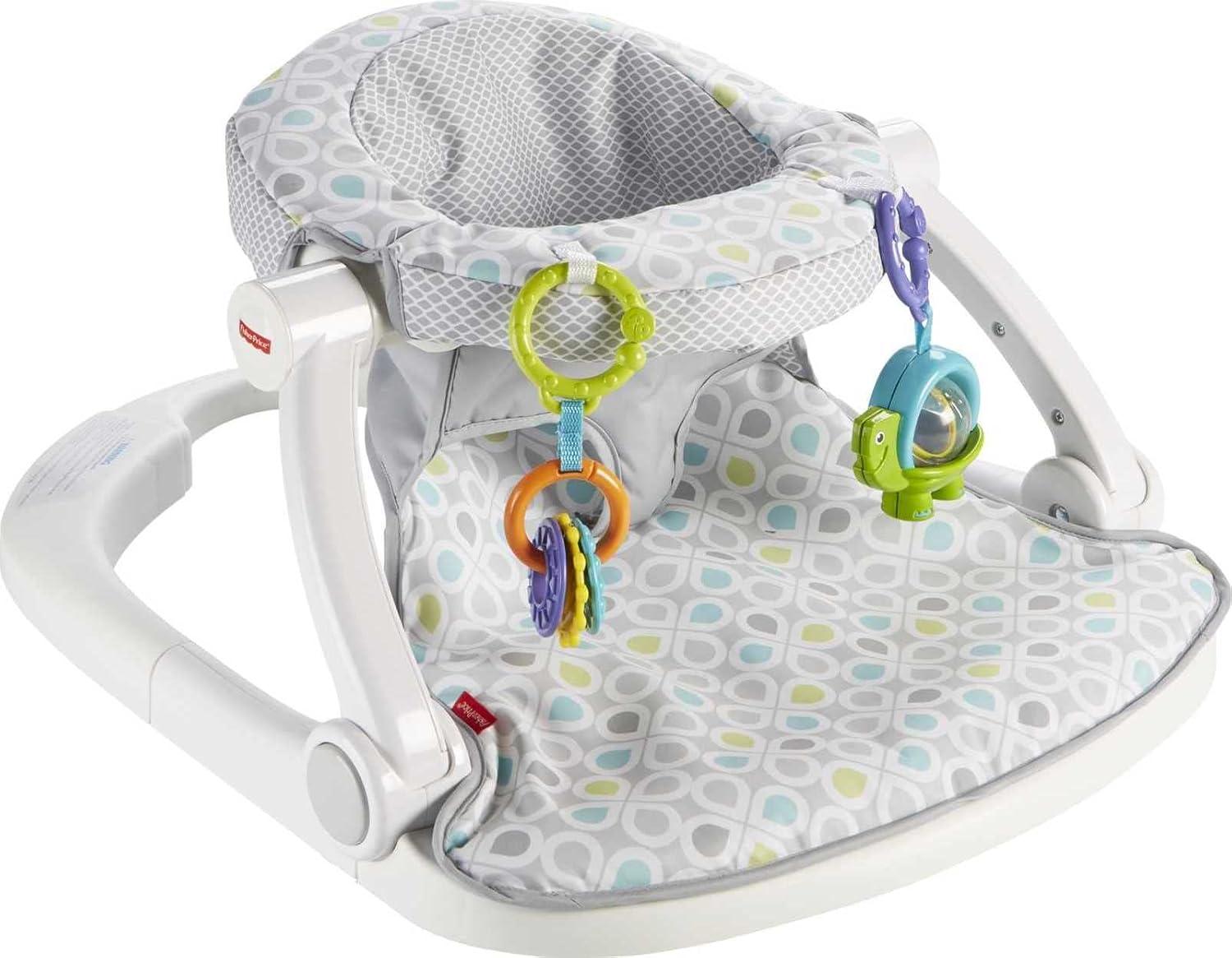 imageFisherPrice Portable Baby Chair SitMeUp Floor Seat with Developmental Toys ampamp Machine Washable Seat Pad Froggy1 Count Pack of 1