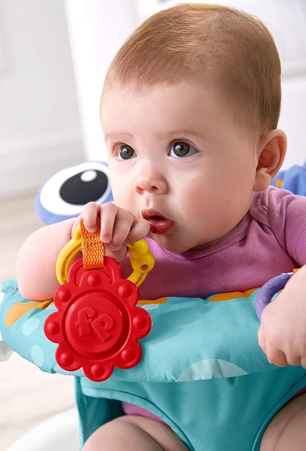 imageFisherPrice Portable Baby Chair SitMeUp Floor Seat with Developmental Toys ampamp Machine Washable Seat Pad Froggy1 Count Pack of 1
