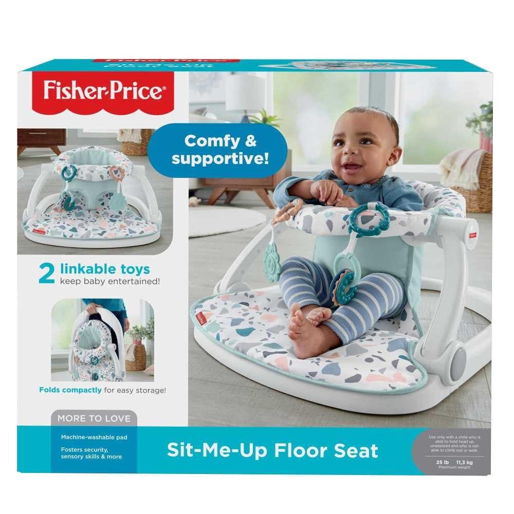 imageFisherPrice Portable Baby Chair SitMeUp Floor Seat with Developmental Toys ampamp Machine Washable Seat Pad Froggy1 Count Pack of 1