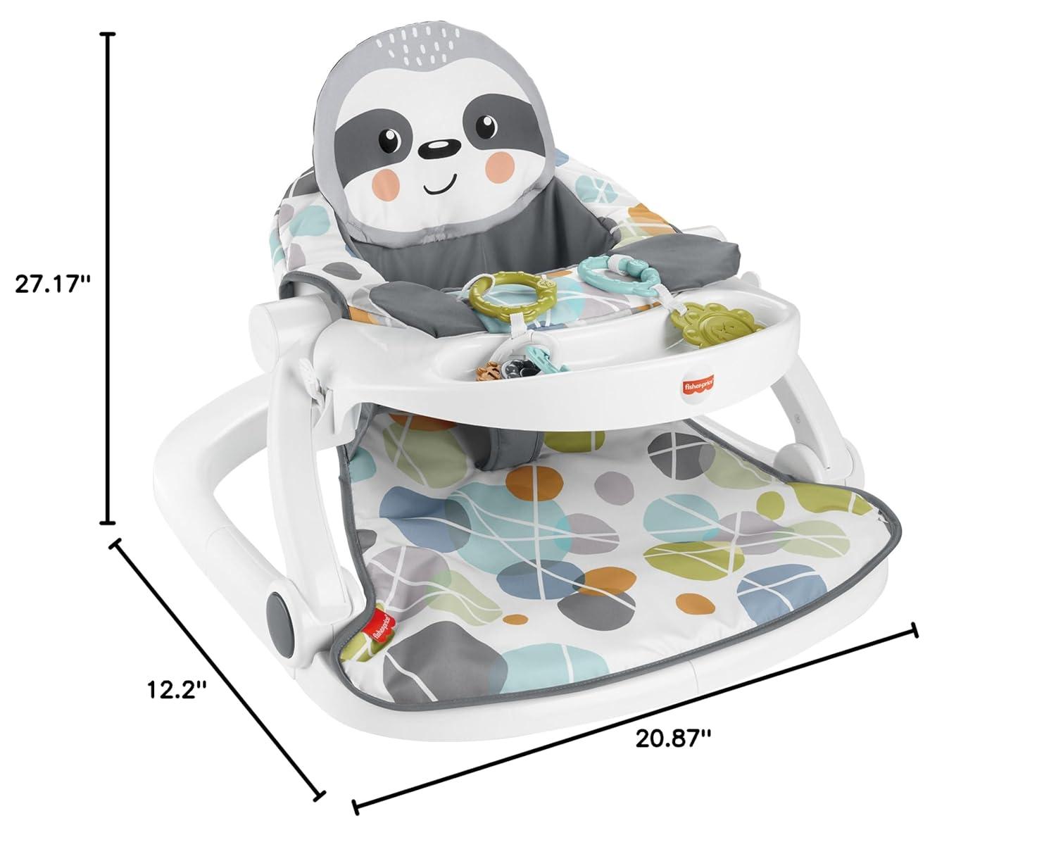 imageFisherPrice Portable Baby Chair SitMeUp Floor Seat with Snack Tray Newborn Sensory Activity Toys ampamp Plush Cute Sloth Washable Pad2717 x 2087 x 122 Inch