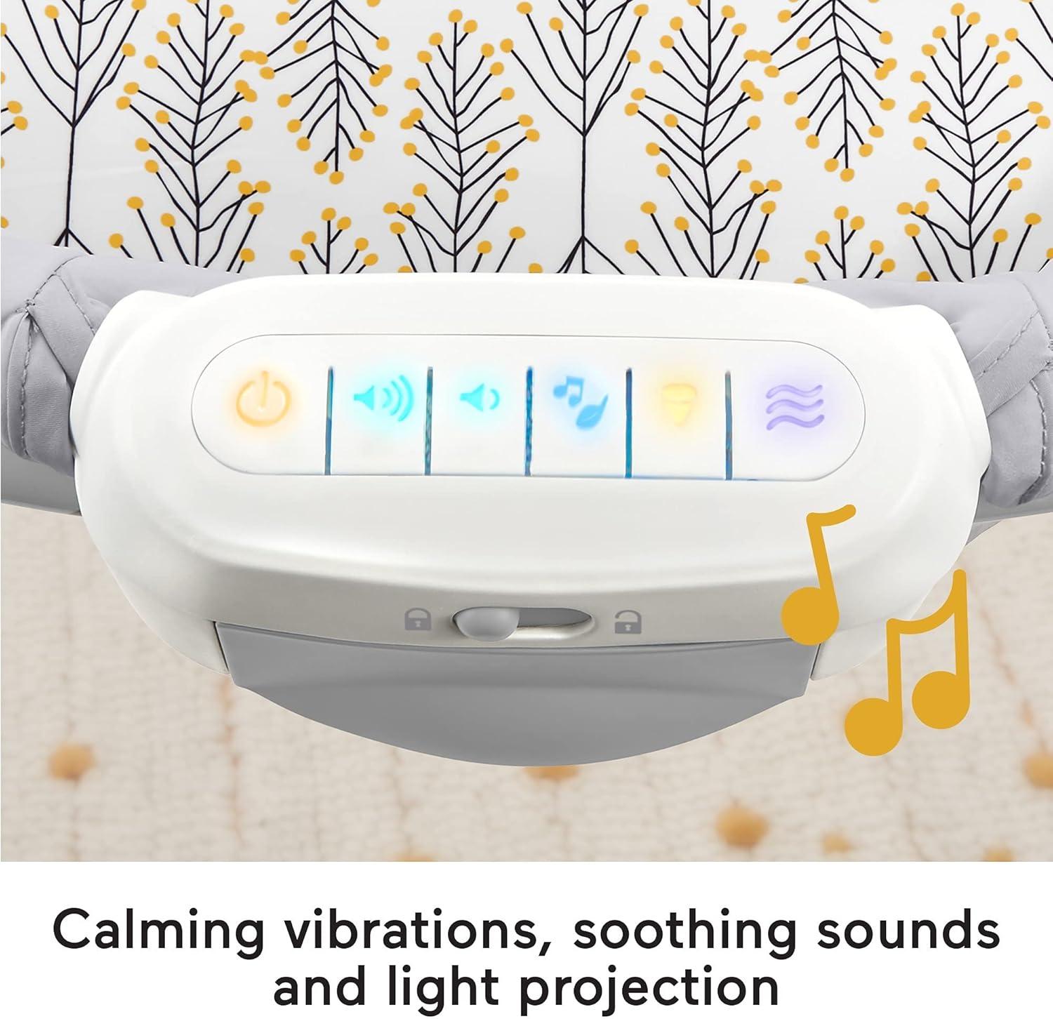 imageFisherPrice Portable Baby Crib Soothing View Projection Bassinet with Lights Music Vibrations ampamp Slim Fold for Newborns 0 Months Fawning LeavesFawning Leaves