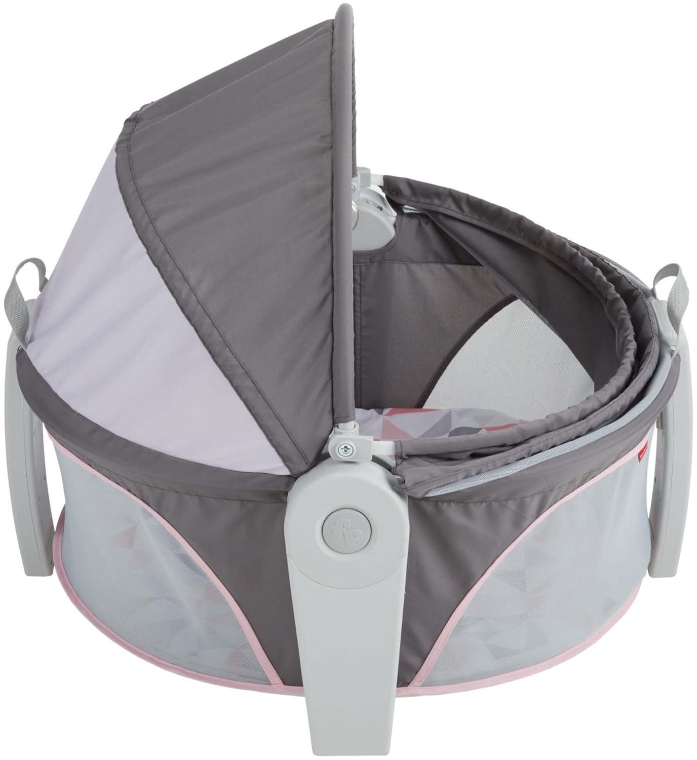 imageFisherPrice Portable Bassinet OnTheGo Baby Dome Travel Play Space with Developmental Newborn Toys ampamp Canopy Rosy Windmill