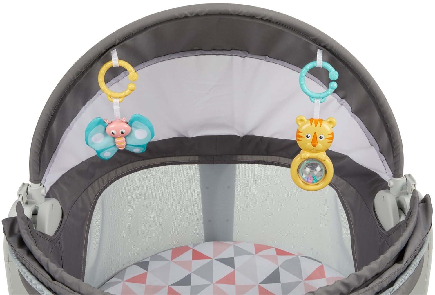 imageFisherPrice Portable Bassinet OnTheGo Baby Dome Travel Play Space with Developmental Newborn Toys ampamp Canopy Rosy Windmill