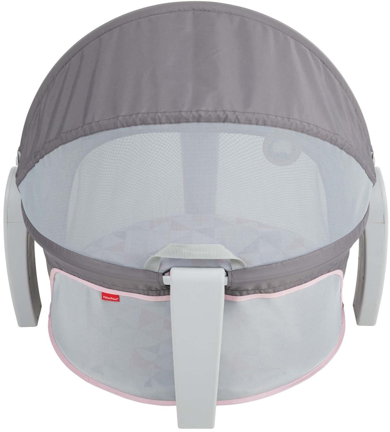imageFisherPrice Portable Bassinet OnTheGo Baby Dome Travel Play Space with Developmental Newborn Toys ampamp Canopy Rosy Windmill