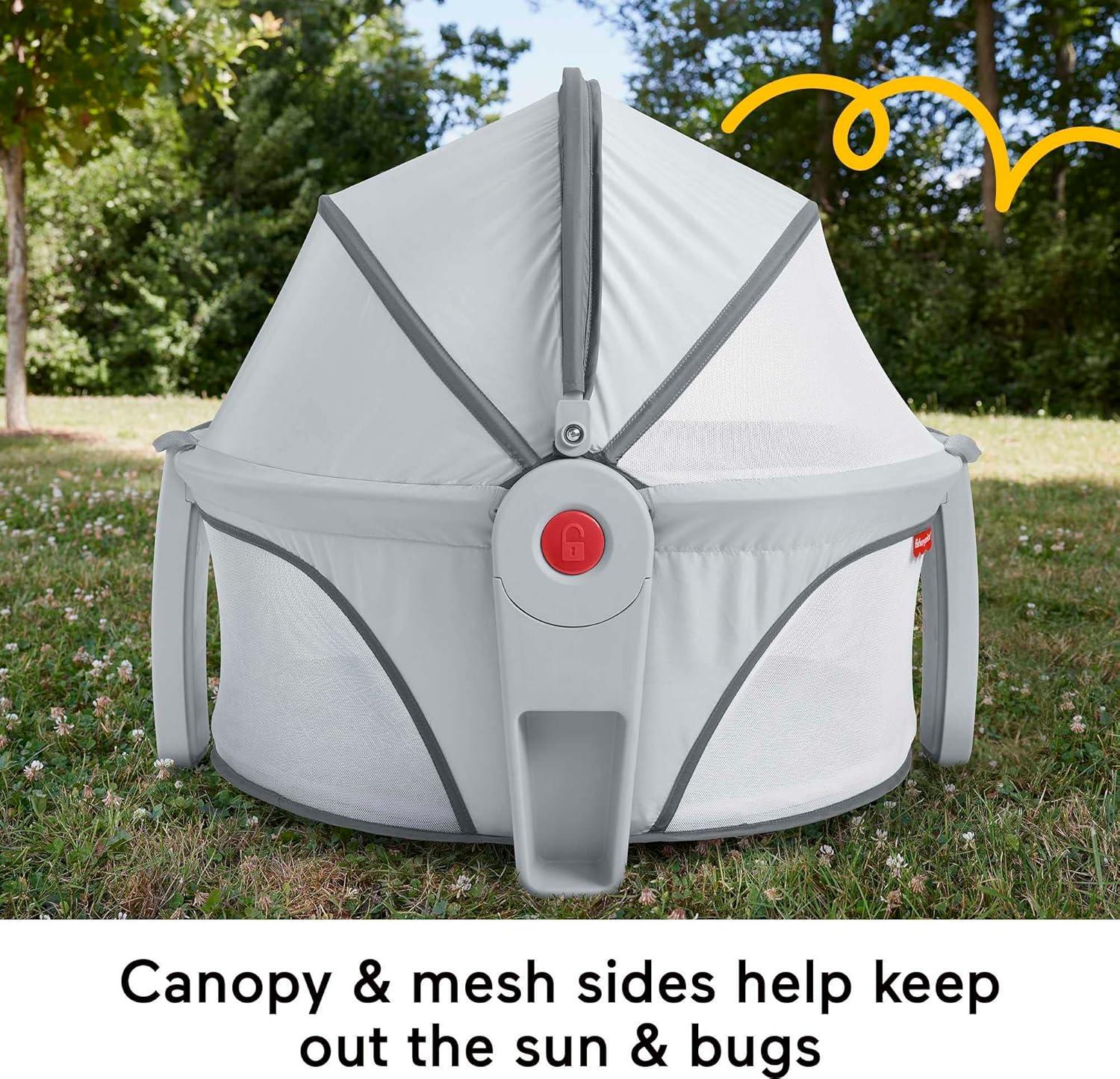 imageFisherPrice Portable Bassinet and Play Space OntheGo Baby Dome with 2 Toys and Canopy Puppy Perfection