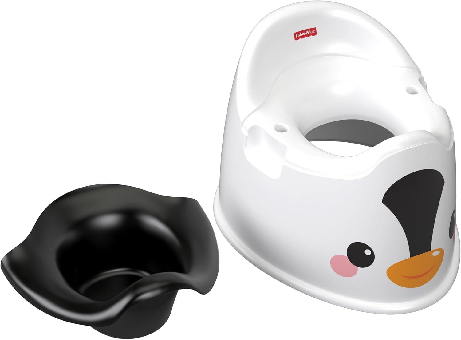 imageFisherPrice Toddler Toilet Penguin Potty Training Seat Portable Chair with Handles for Kids and Removable Bowl