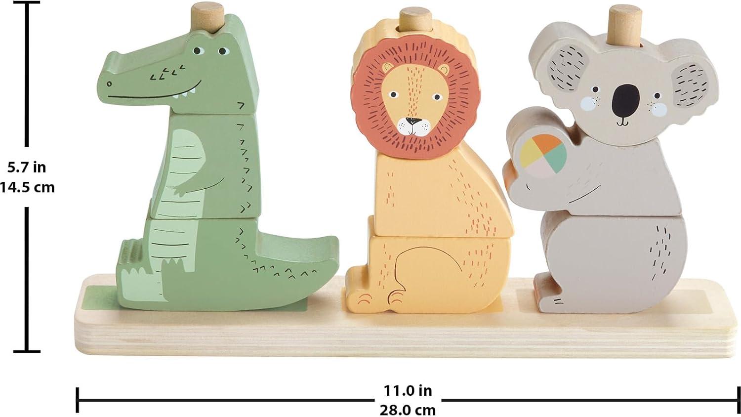 imageFisherPrice Wood Baby Toy Stack ampamp Sort Animals 10 Wooden Pieces for Developmental Play for Infants ampamp Toddlers Ages 1 YearsAnimals