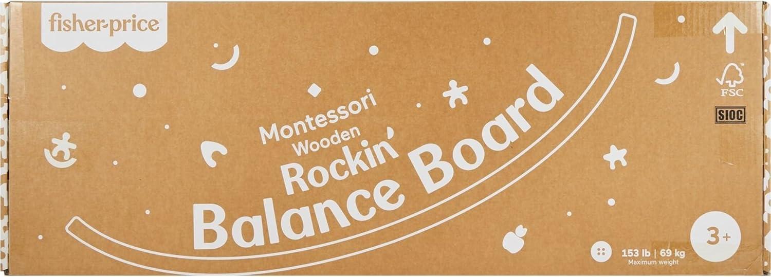 imageFisherPrice Wood Montessori Toy Rockin Balance Board American Montessori Society Seal of Excellence 317Inch Wooden Motor Skills Learning Activity for Kids Ages 3 YearsAmazon Exclusive