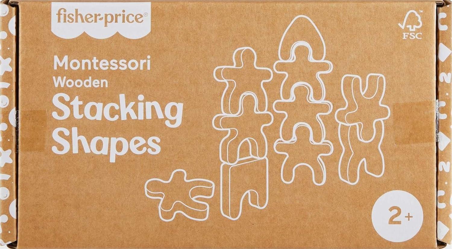 imageFisherPrice Wood Montessori Toy Stacking Shapes American Montessori Society Seal of Excellence 16Piece Wooden Learning Activity ampamp Expert Play Tips for Kids Ages 2 Years Amazon Exclusive