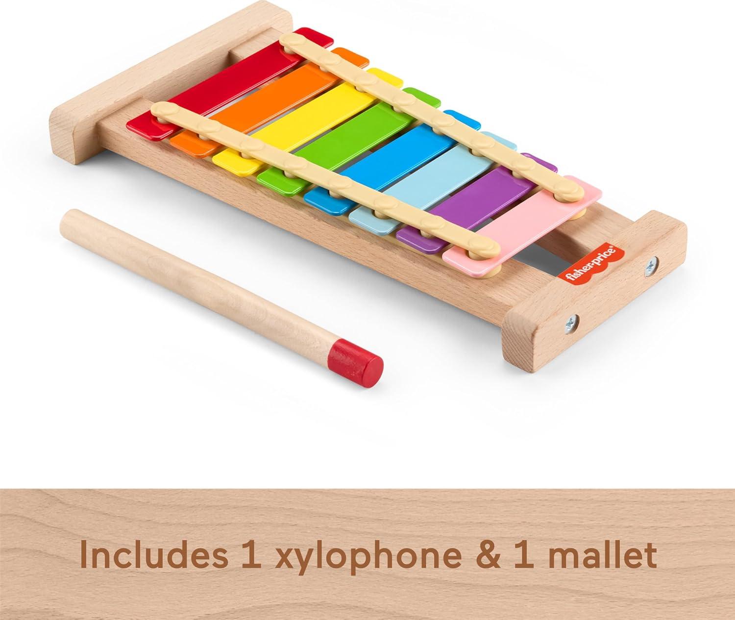 imageFisherPrice Wood Toddler Toy Xylophone Wooden Musical Instrument for Developmental Play Preschool Kids Ages 2 Years