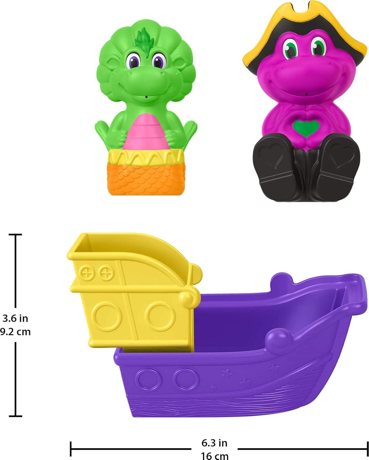 imageMattel FisherPrice Barneys World Toddler Toys Water Fun Pirate Ship 4Piece Set for Water Play with Barney ampamp Baby Bop Kids Ages 2 Years