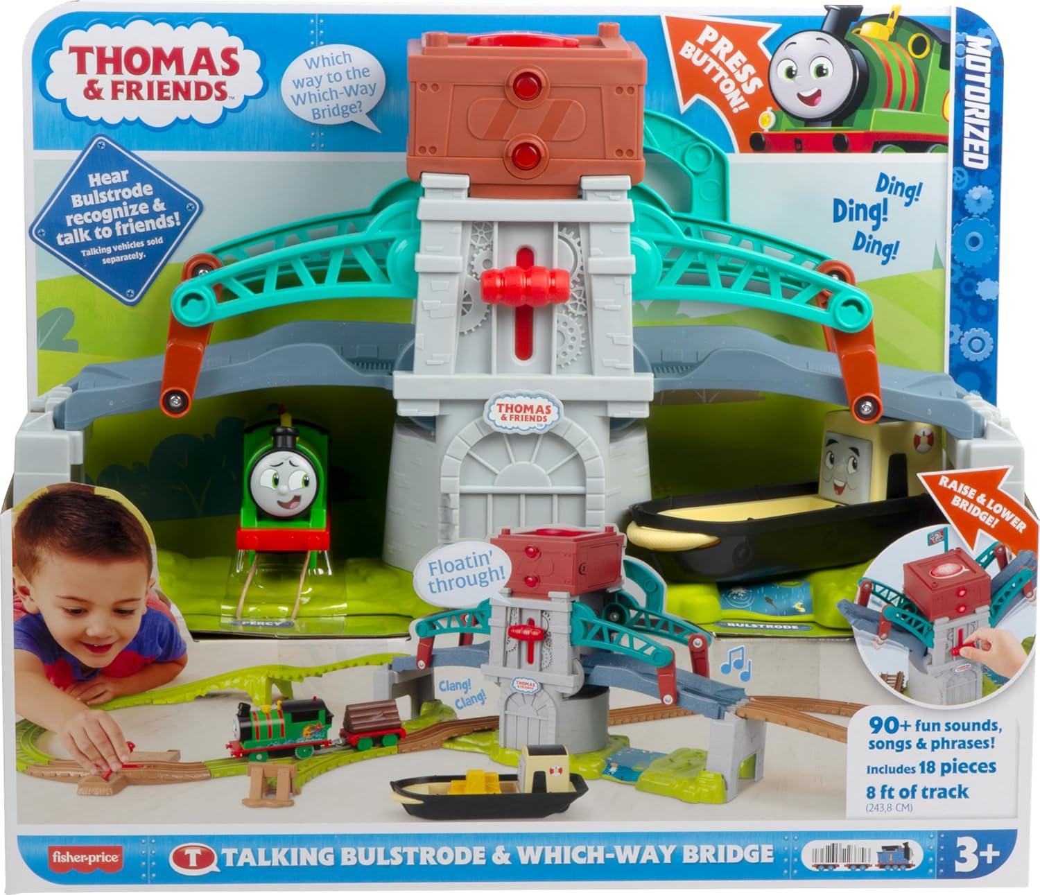 imageThomas ampamp Friends Toy Train Set Talking Bulstrode ampamp WhichWay Bridge Track Playset with Sounds ampamp Percy Engine for Kids Ages 3 YearsTalking Thomas Bulstrode Set
