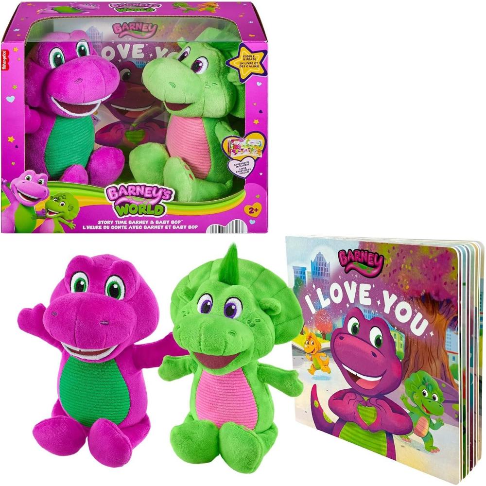 imageBarney World Toddler Toys by FisherPrice 9 inch Baby Bop plushes with Story Book for Cuddling up at Reading time Kids Ages 2 Years Amazon Exclusive