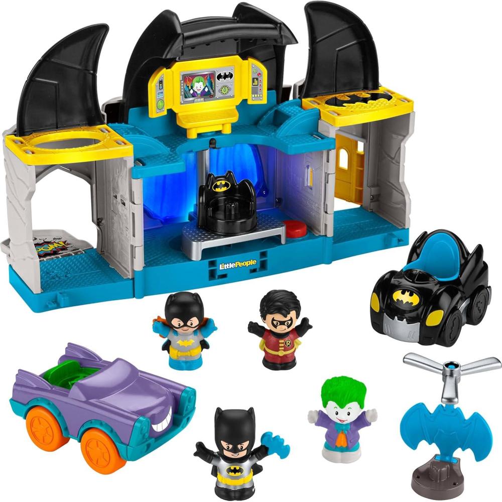 imageDC Super Friends FisherPrice Little People Toddler Toy Deluxe Batcave Playset with Batman Figure for Pretend Play Ages 18 Months Amazon Exclusive