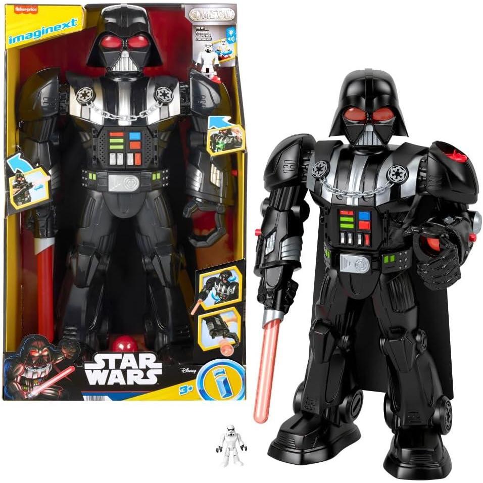 imageFisherPrice Imaginext Star Wars Darth Vader Bot 2 Ft Tall Toy Lights Sounds ampamp Stormtrooper Metal Character Key for Kids Ages 3 Years
