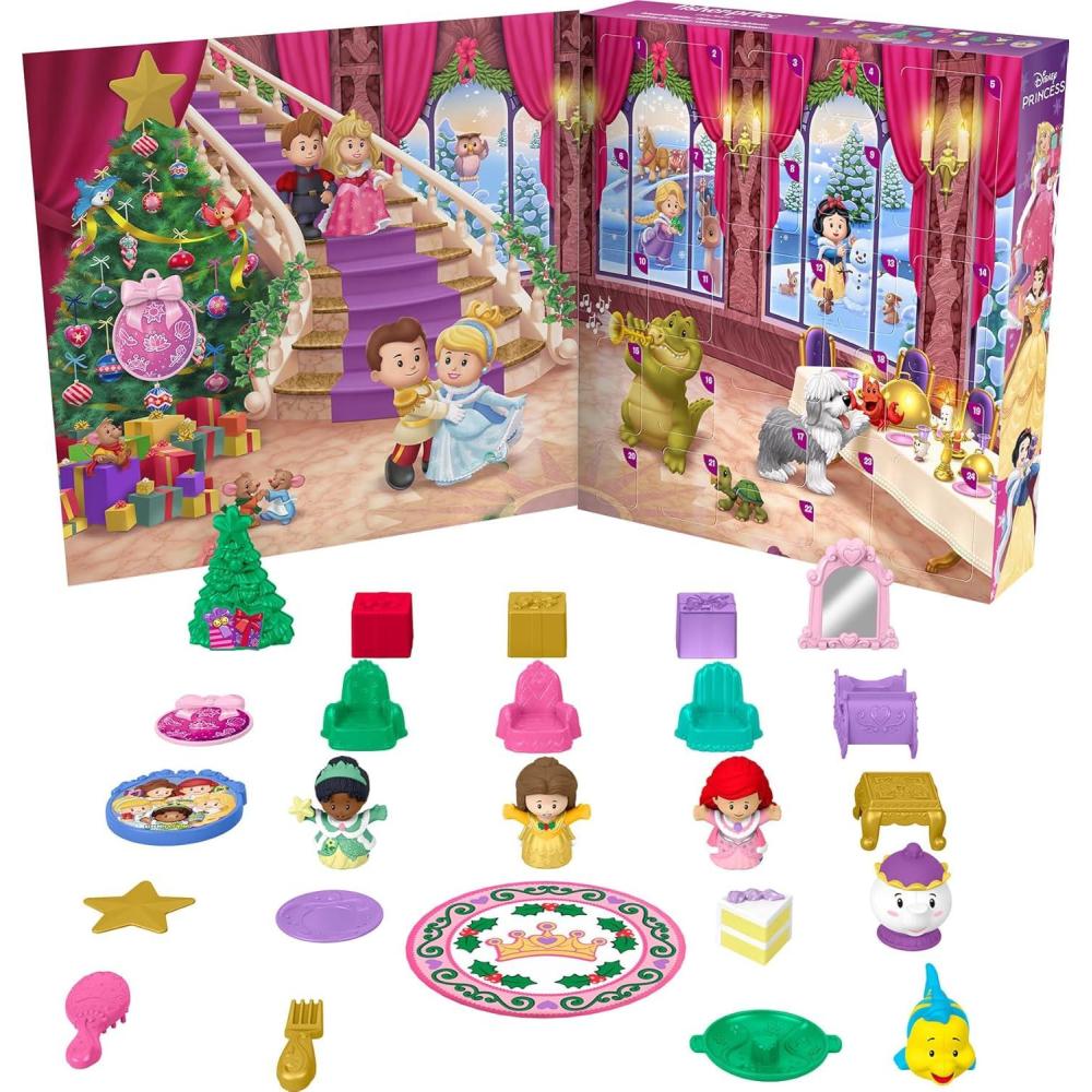 imageFisherPrice Little People Toddler Toy Disney Princess Advent Calendar 24 Figures ampamp Accessories for Preschool Pretend Play Ages 18 Months