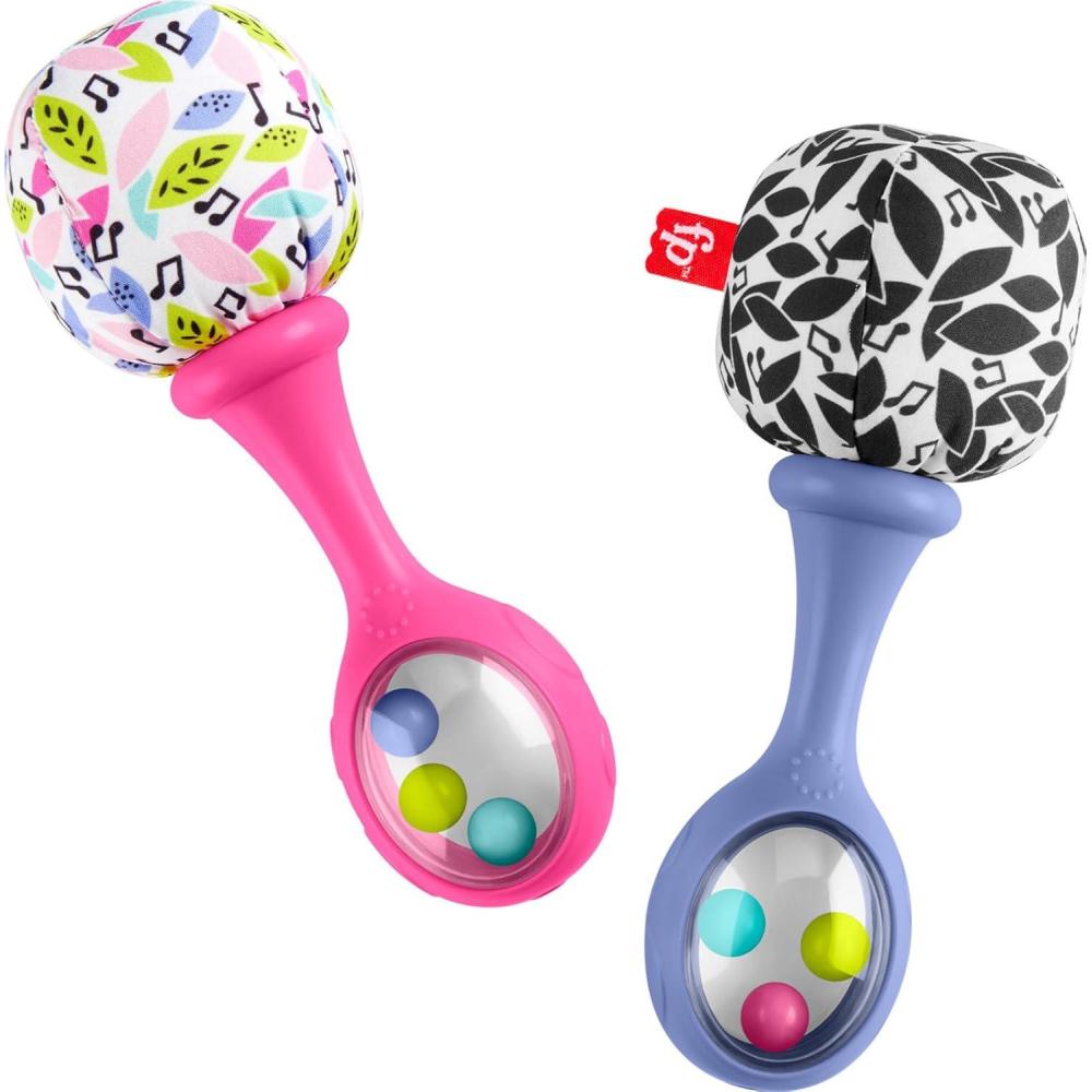 imageFisherPrice Newborn Toys Rattle n Rock Maracas 2 Soft Musical Instruments for Developmental Play Babies Ages 3 Months Pink ampamp Purple