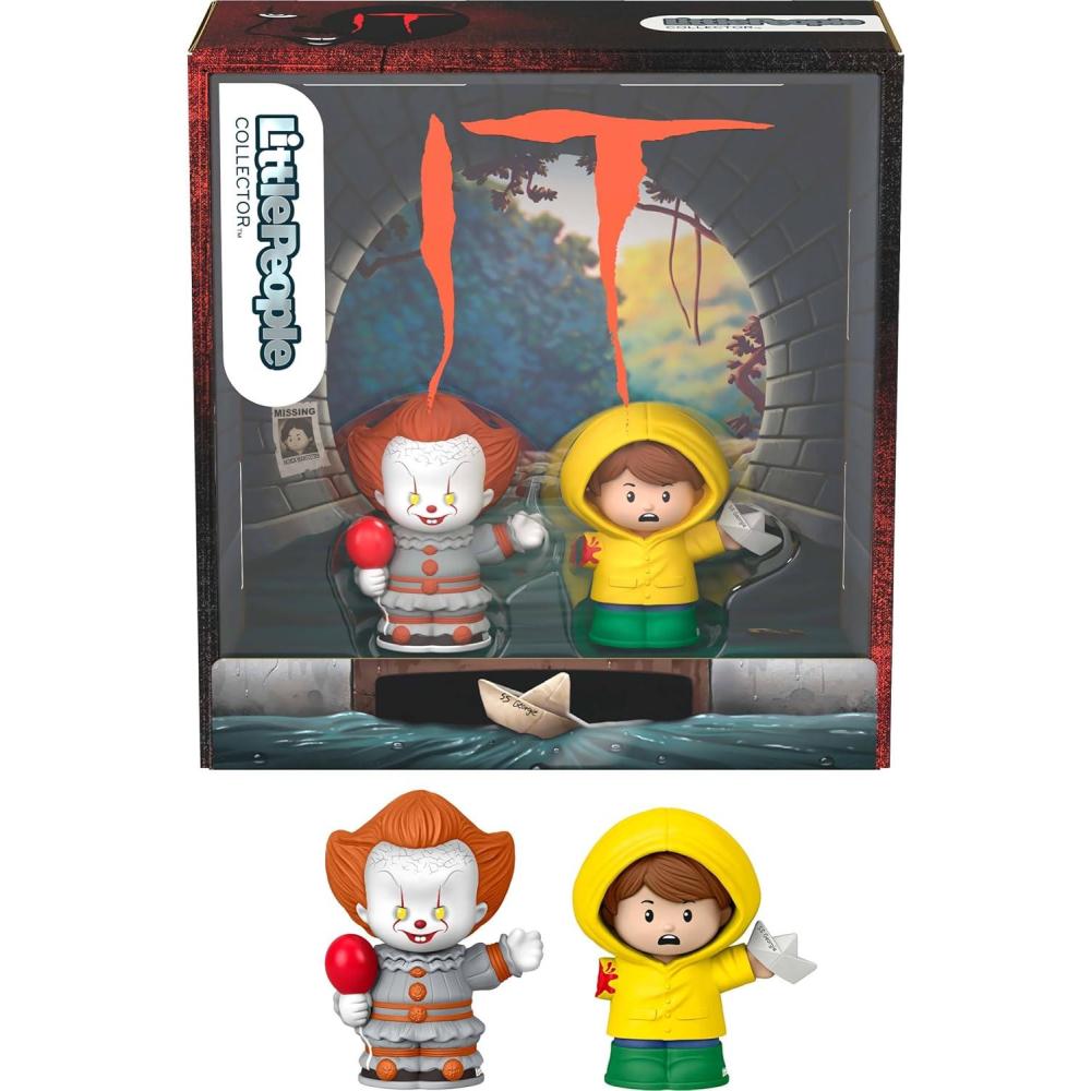 imageLittle People Collector IT Movie Special Edition Set for Horror Fans Pennywise ampamp Georgie Figures in a Display Package Amazon Exclusive