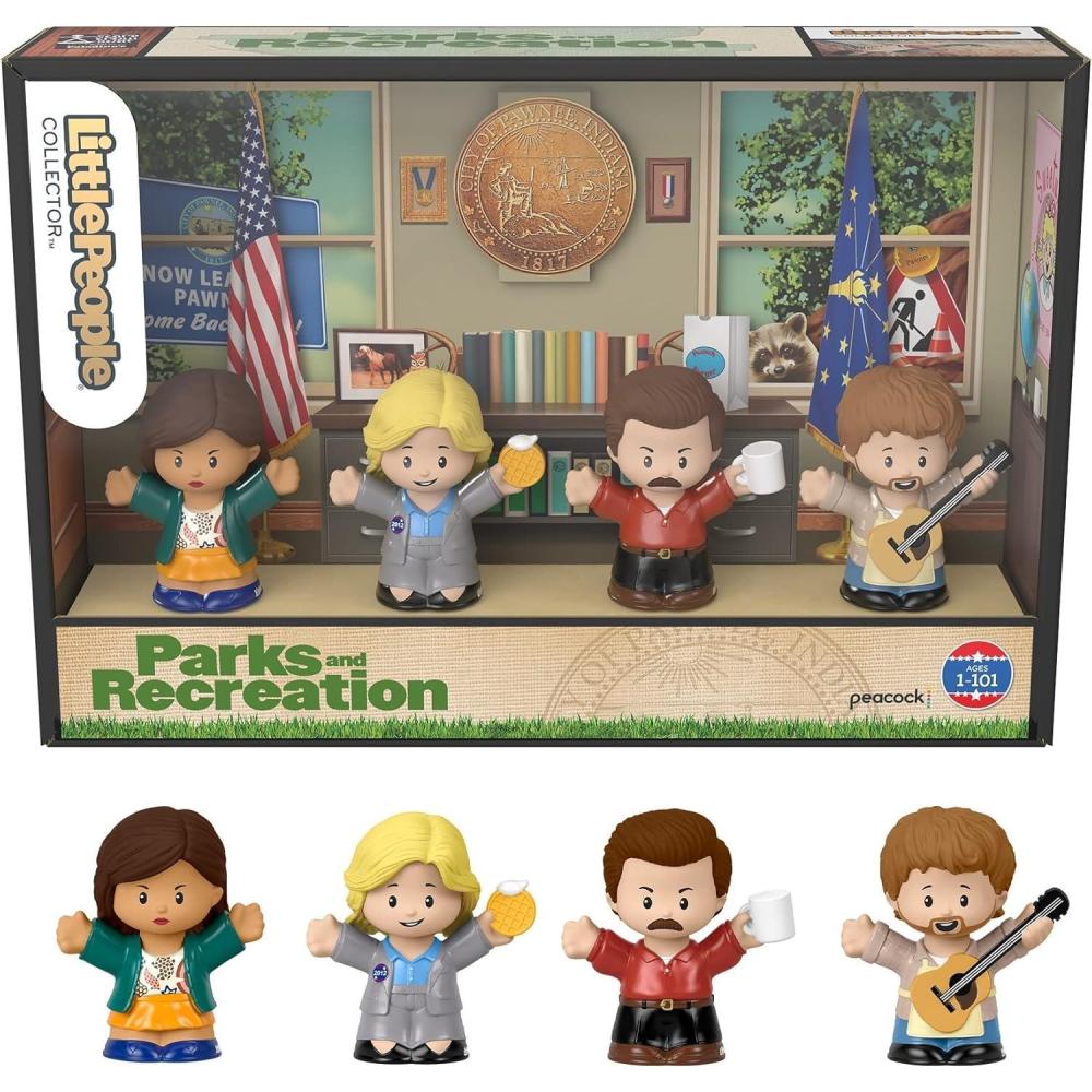imageLittle People Collector Parks and Recreation TV Show Special Edition Set for Adults ampamp Fans 4 Figures in a Display Package
