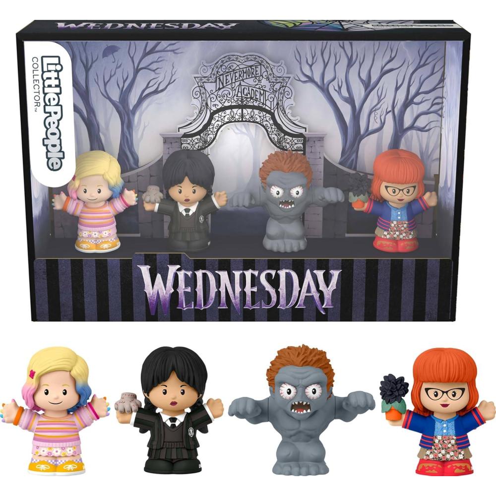 imageLittle People Collector Wednesday TV Series Special Edition Set for Adults ampamp Fans 4 Figures in Display Package