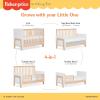 Dream On Me Fisher-Price Iris 4-in-1 Convertible Full-Size Baby Crib in Vintage White Oak, GreenGuard Gold & JPMA, Sustainable Pinewood, Converts to Day & Toddler Bed with Guard Rails & Kids Sofa(Vintage White Oak)