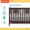 Dream On Me Fisher-Price Iris 4-in-1 Convertible Full-Size Baby Crib in Vintage White Oak, GreenGuard Gold & JPMA, Sustainable Pinewood, Converts to Day & Toddler Bed with Guard Rails & Kids Sofa(Chocolate Chip)