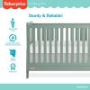 Dream On Me Fisher-Price Iris 4-in-1 Convertible Full-Size Baby Crib in Vintage White Oak, GreenGuard Gold & JPMA, Sustainable Pinewood, Converts to Day & Toddler Bed with Guard Rails & Kids Sofa(Meadow Green)