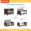 Dream On Me Fisher-Price Iris 4-in-1 Convertible Full-Size Baby Crib in Vintage White Oak, GreenGuard Gold & JPMA, Sustainable Pinewood, Converts to Day & Toddler Bed with Guard Rails & Kids Sofa(Chocolate Chip)