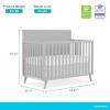 Dream On Me Fisher-Price Sanibel 5-in-1 Convertible Full-Size Baby Crib in Pebble Grey, GreenGuard Gold, Sustainable Pinewood, Wooden Spindles, 3 Mattress Heights, Converts to Day & Toddler Bed