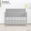 Dream On Me Fisher-Price Sanibel 5-in-1 Convertible Full-Size Baby Crib in Pebble Grey, GreenGuard Gold, Sustainable Pinewood, Wooden Spindles, 3 Mattress Heights, Converts to Day & Toddler Bed