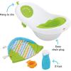 Fisher-Price Baby to Toddler Bath 4-In-1 Sling ‘N Seat Tub with Removable Infant Support and 2 Toys, Green(Green)