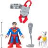 Fisher-Price Imaginext DC Super Friends, Metal Force Action Figures & Accessory Set with 3-inch Superman, Krypto Super Dog & Grabbing Tool