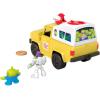 Fisher-Price Imaginext Disney and Pixar Toy Story Pizza Planet Truck with 3-inch Buzz Lightyear & Alien Friend Action Figures, Toy Vehicle & Pizza Projectile Accessories