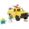 Fisher-Price Imaginext Disney and Pixar Toy Story Pizza Planet Truck with 3-inch Buzz Lightyear & Alien Friend Action Figures, Toy Vehicle & Pizza Projectile Accessories