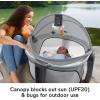 Fisher-Price Portable Baby Bassinet Deluxe On-The-Go Projection Dome, Travel Play Space for Newborns with Lights Music & Canopy, Paper Shapes(Gray)