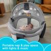 Fisher-Price Portable Baby Bassinet Deluxe On-The-Go Projection Dome, Travel Play Space for Newborns with Lights Music & Canopy, Paper Shapes(Gray)