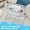 Fisher-Price Portable Baby Crib Soothing View Projection Bassinet with Lights Music Vibrations & Slim Fold for Newborns 0+ Months, Fawning Leaves(Moonlight Forest)